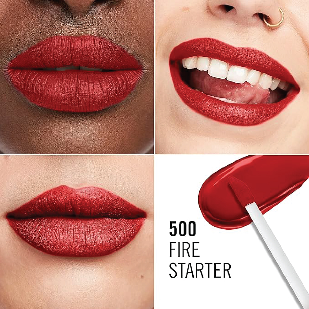 Rimmel, Lasting Mega Matte Liquid Lipstick, Long-wear matte liquid lipstick, Shade 500 Firestarter