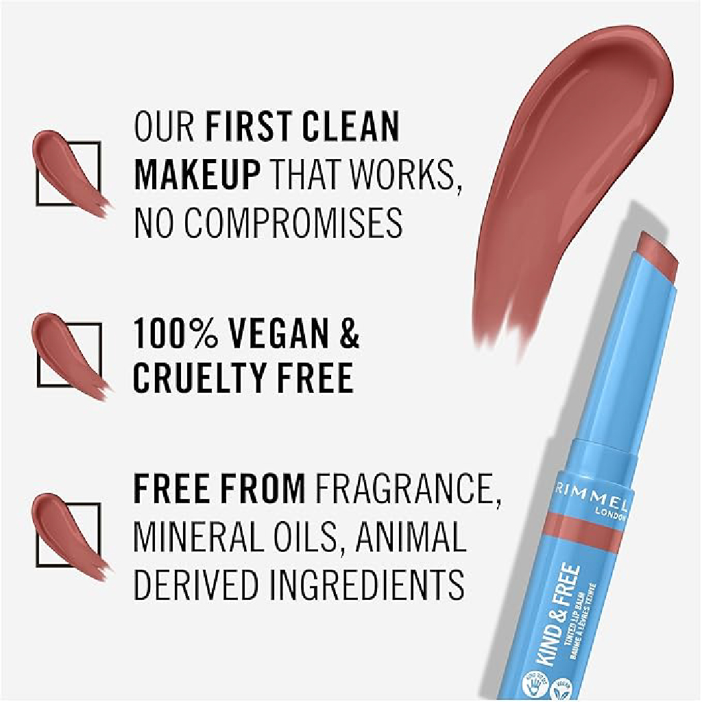 Rimmel, Kind & Free Lip Balm, Hydrating natural apricot tinted balm, Shade 002 Natural Apricot