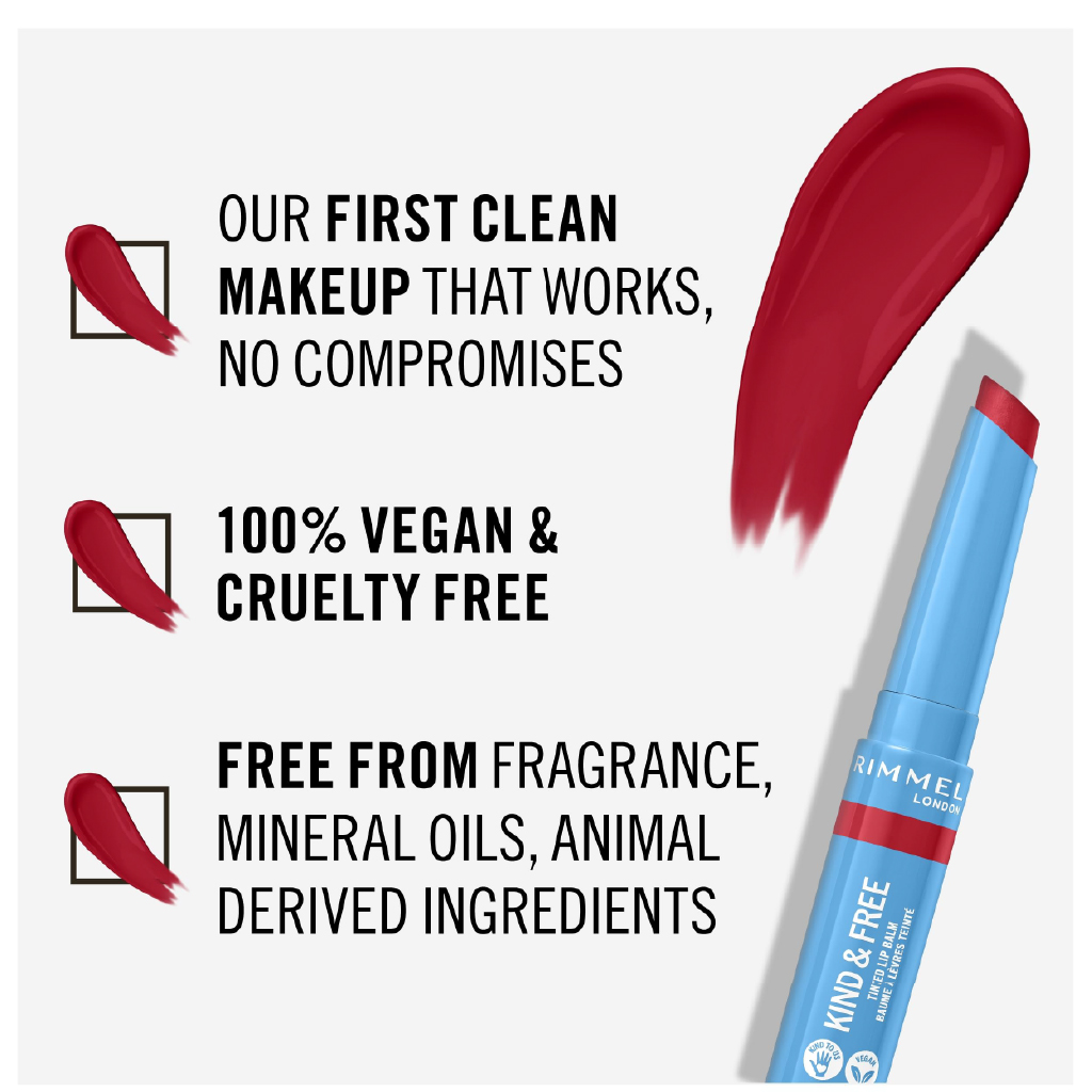 Rimmel, Kind & Free Lip Balm, Hydrating tinted lip balm in Turbo Red shade