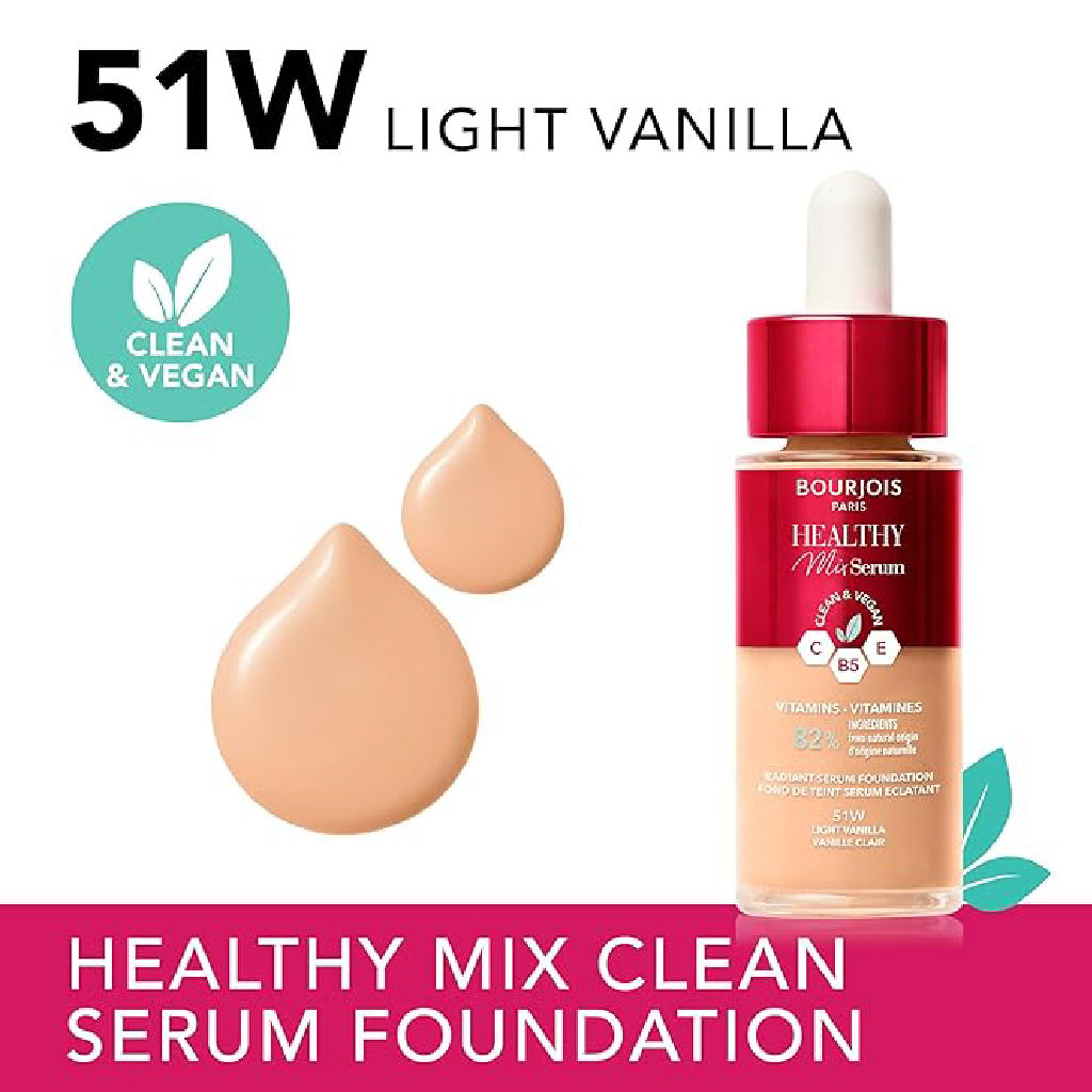 Bourjois, Healthy Mix Serum Foundation, Brightening foundation for an even and natural glow, Beige 54