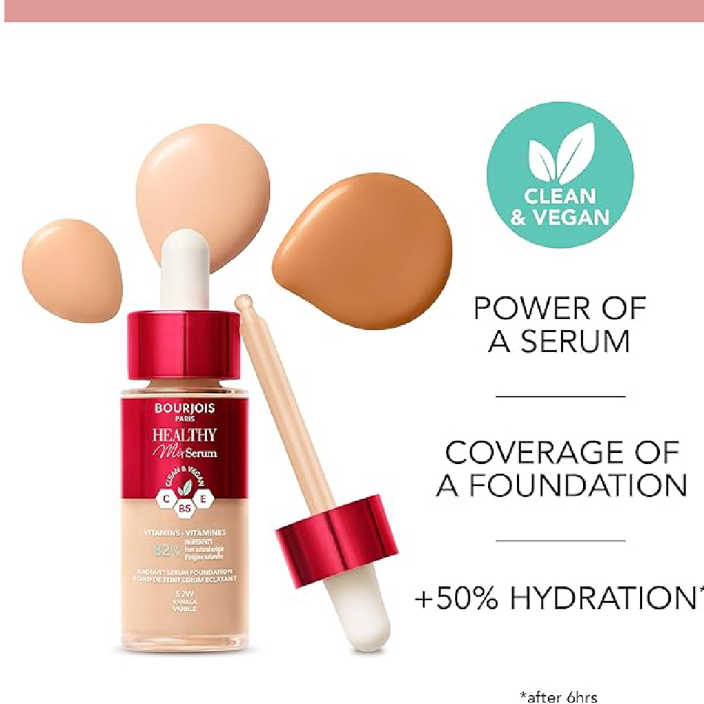 Bourjois, Healthy Mix Serum Foundation, Brightening foundation for an even and natural glow, Beige 54