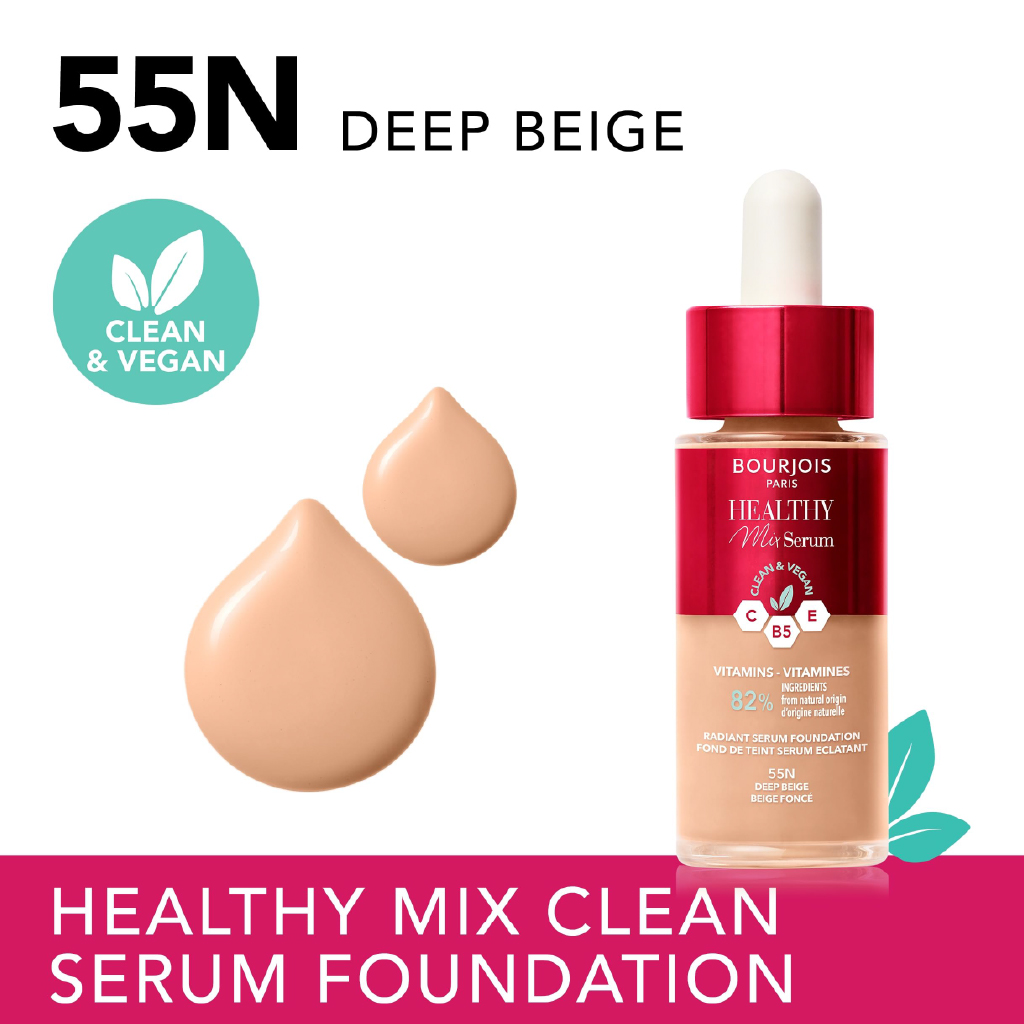 Bourjois, Healthy Mix Serum Foundation Deep Beige 55, Radiance-boosting liquid foundation