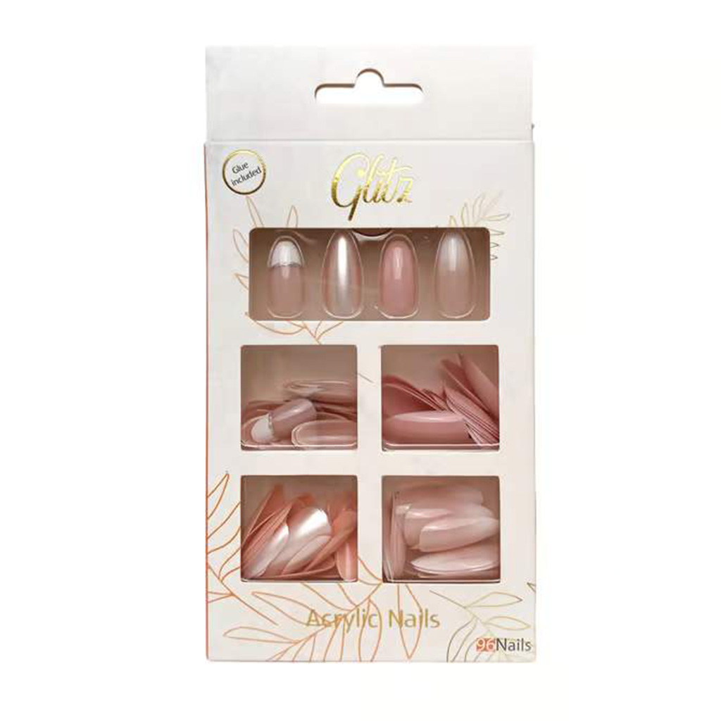 Glitz, Acrylic Nails 4 Colors Nude, Durable artificial nails in natural shades