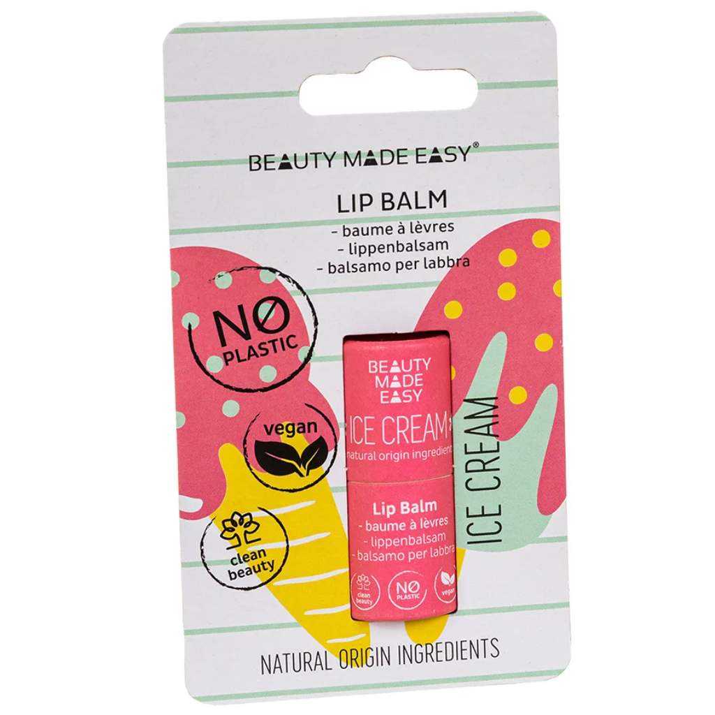 Beauty Made Easy, Paper Tube Lip Balm Ice Cream, Hydrating flavored lip balm for soft lips, 5.5 g