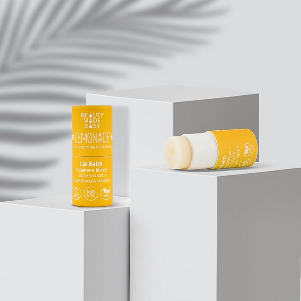 Beauty Made Easy, Paper Tube Lip Balm Lemonade, Refreshing lip balm with lemonade scent, 5.5 g