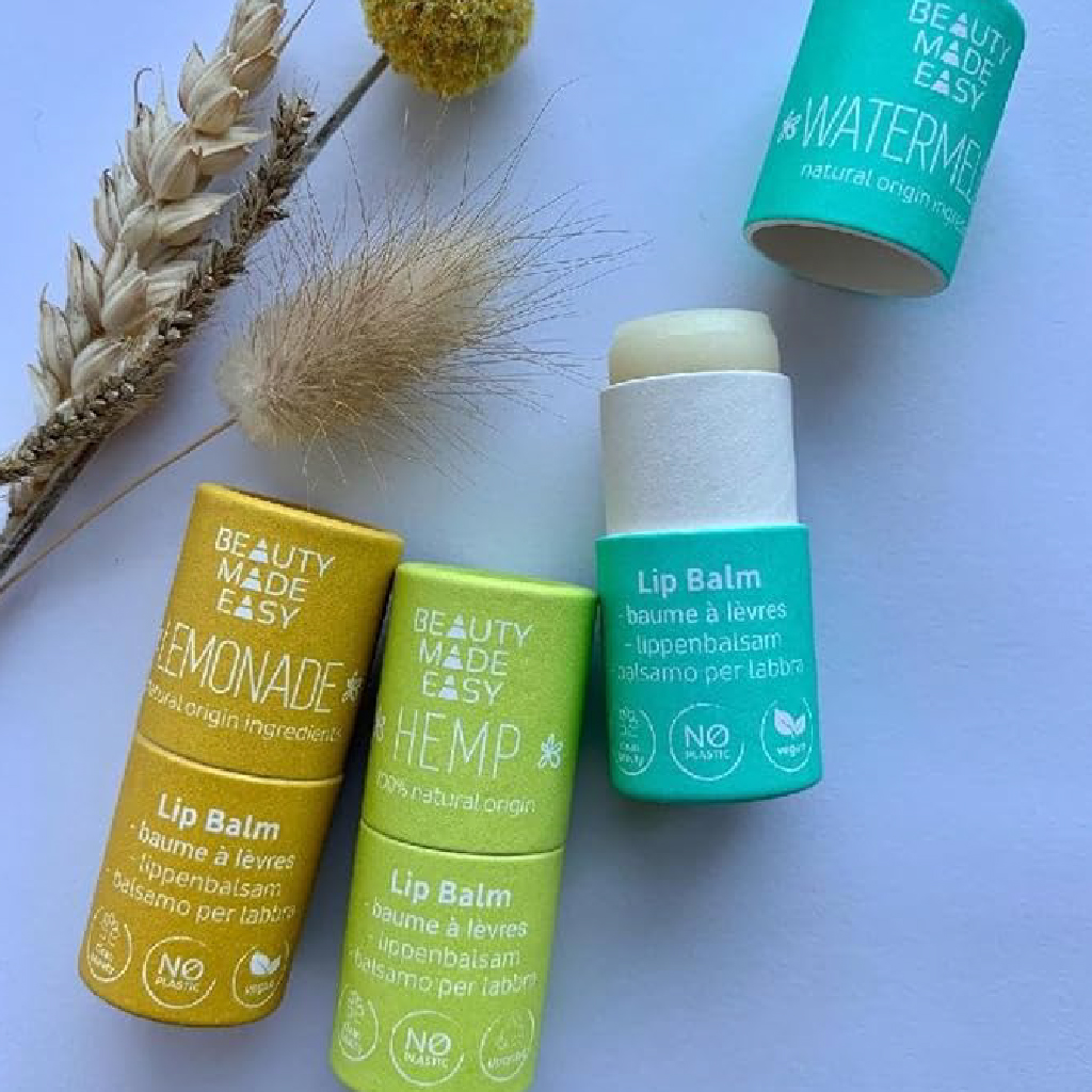 Beauty Made Easy, Paper Tube Lip Balm Lemonade, Refreshing lip balm with lemonade scent, 5.5 g