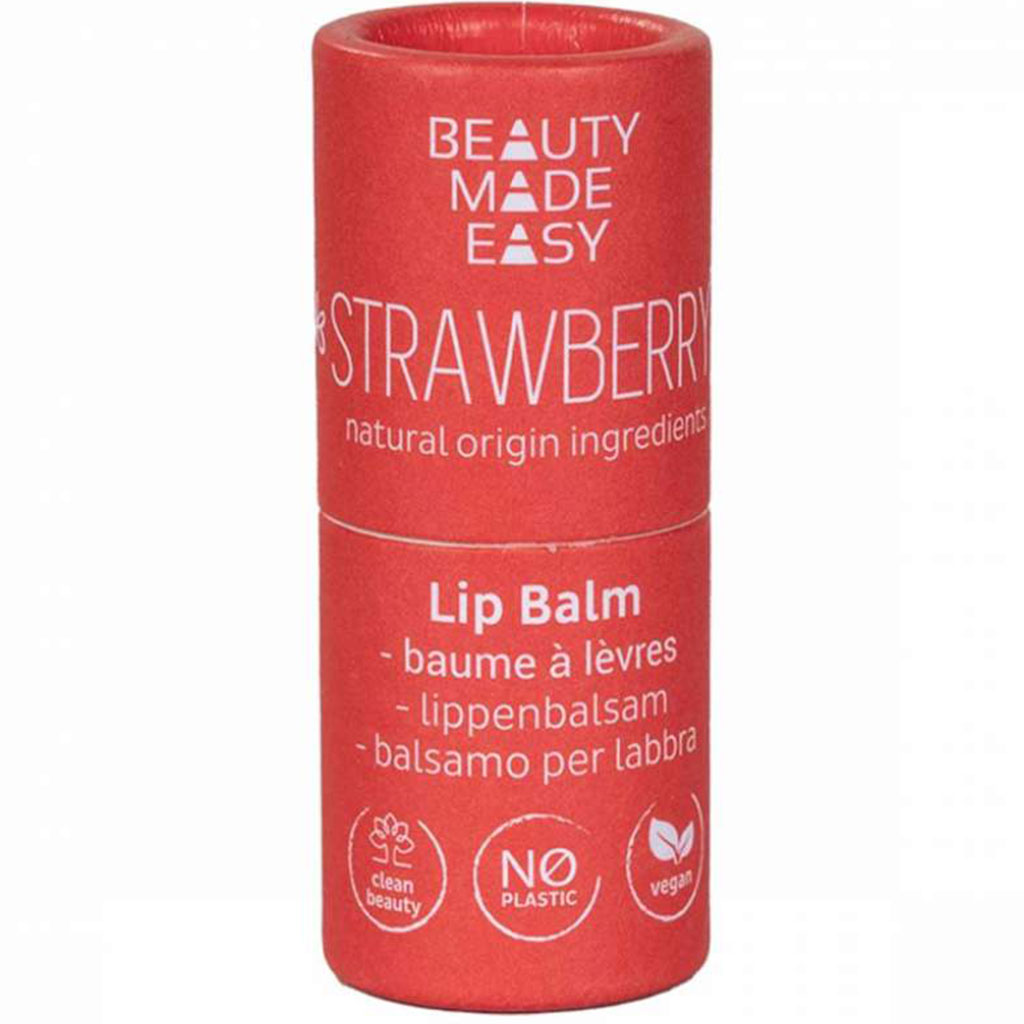 Beauty Made Easy, Paper Tube Lip Balm Strawberry, Nourishing lip balm with strawberry flavor, 5.5 g