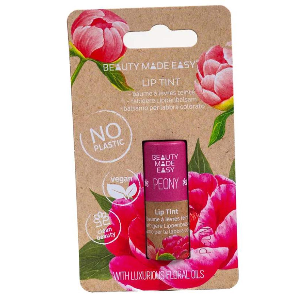 Beauty Made Easy, Lip Tint Peony, Long-lasting tinted lip balm with natural color, 5.5 g