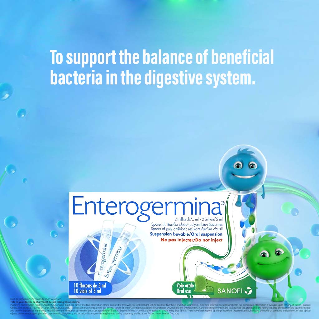 Enterogermina, Oral Suspension, Probiotic for digestive health and immune support, 5 ml