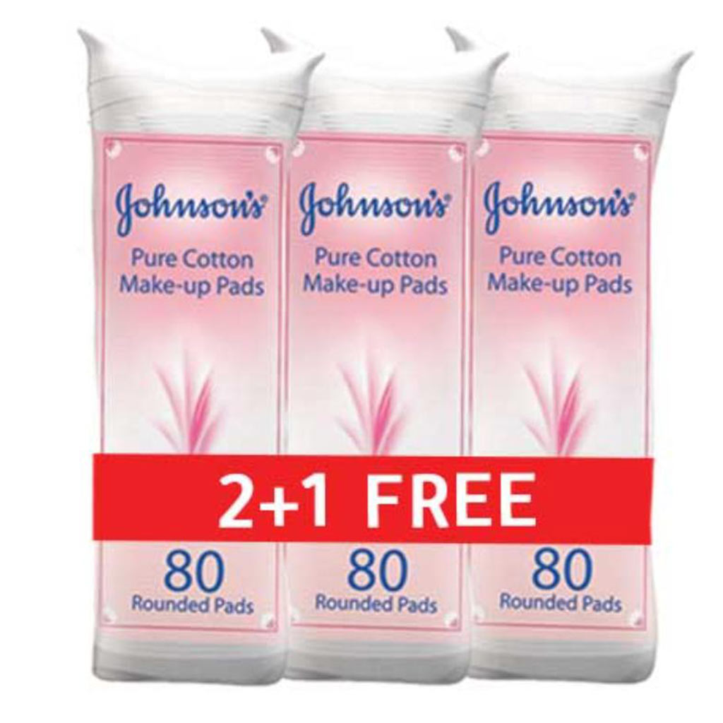 Johnson's Pure Cotton Make Up Pads 80 Pads Pack of 3