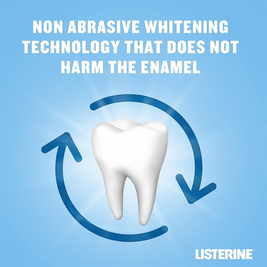 ليستيرين، غسول فم خالي من الكحول لتبييض الأسنان، أدفانسد وايت ماوثواش سبيرمينت فليفور