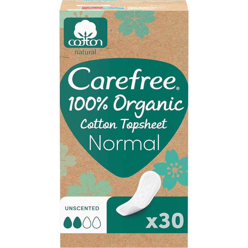 Carefree, Organic Cotton Normal Pads, Breathable sanitary pads for everyday comfort, 30 pieces