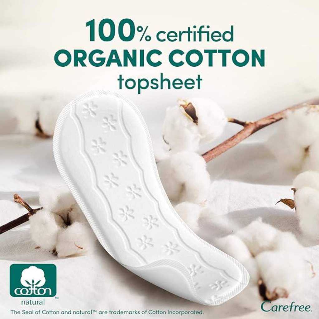 Carefree, Organic Cotton Normal Pads, Breathable sanitary pads for everyday comfort, 30 pieces