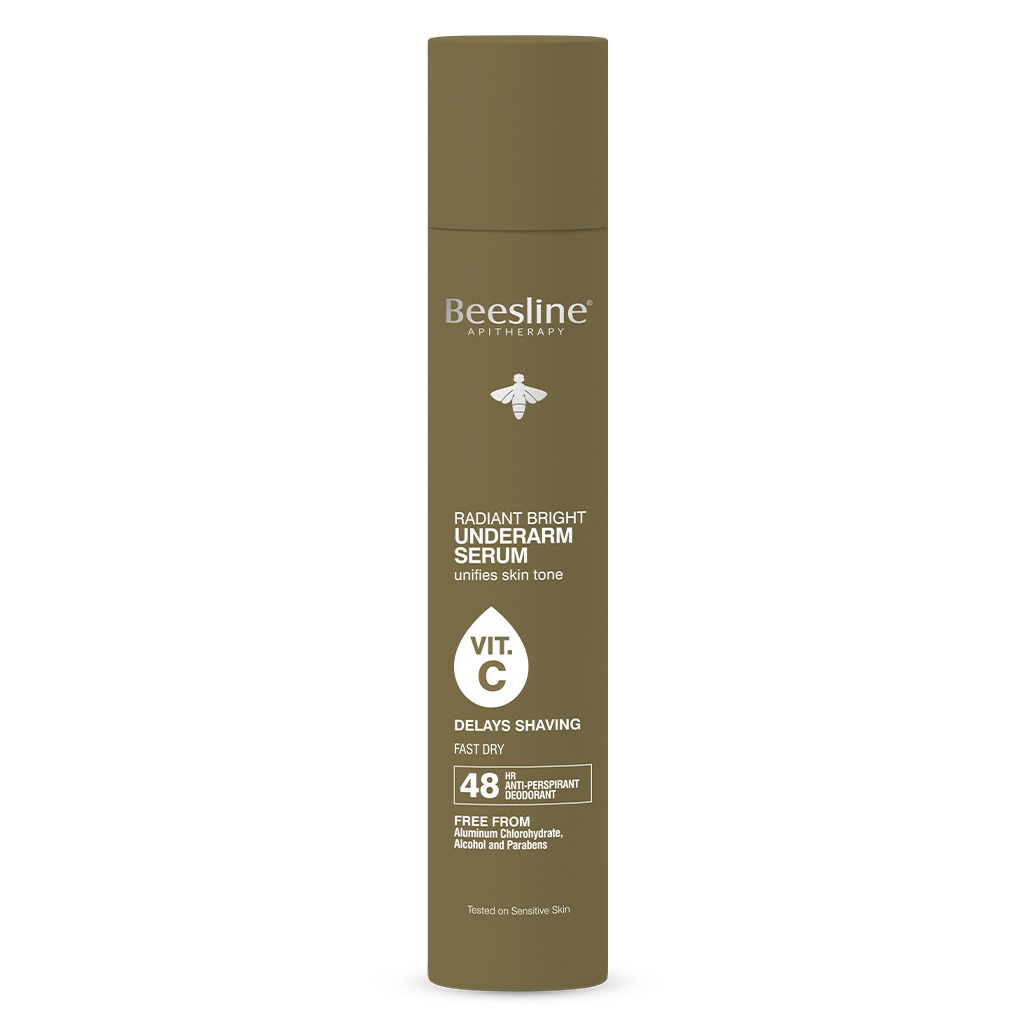 Beesline, Radiant Bright Vitamin C Enriched Fast Dry Underarm Serum Hair, Aluminum Free Antiperspirant Deodorant - Delays Shaving, 150ml