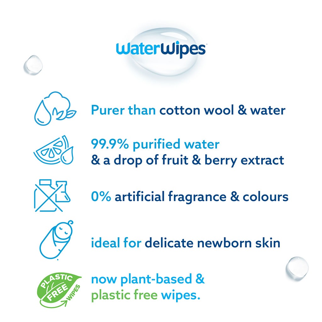 Waterwipes, Original Plastic Free Wipes, Gentle cleansing wipes with biodegradable formula, 28 wipes
