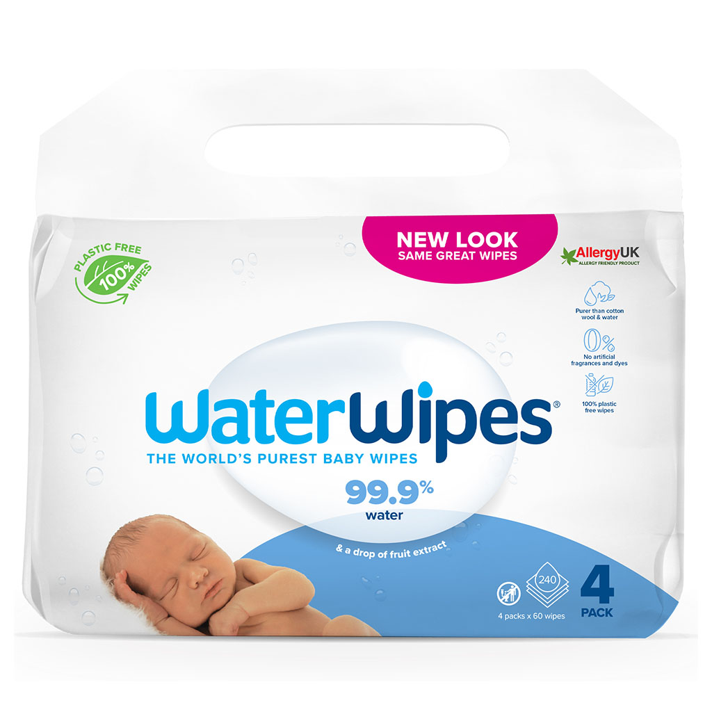 Waterwipes, Original Plastic Free Wipes, Gentle baby wipes made with 99.9% water, 240 wipes