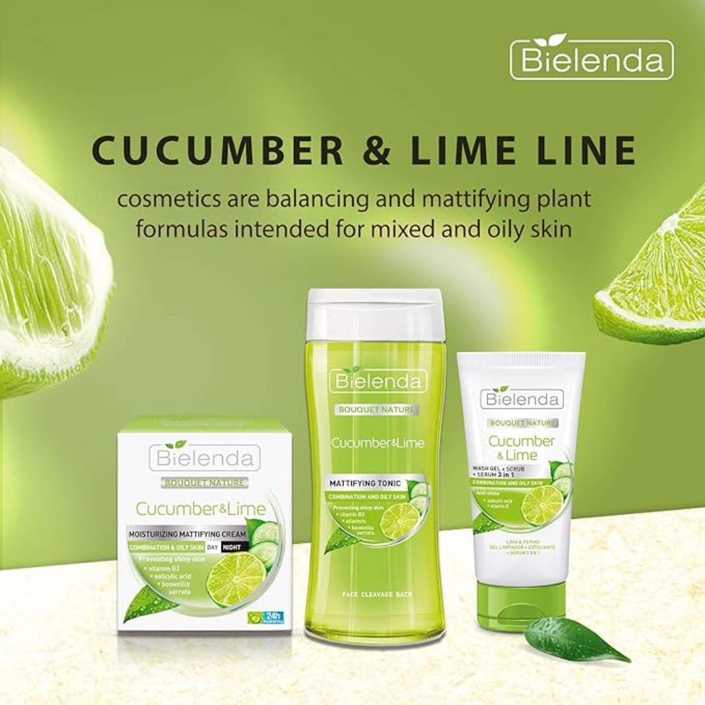 Bielenda, Cucumber and Lime 3-In-1 Face Wash, Cleansing face wash with cucumber and lime, 150g