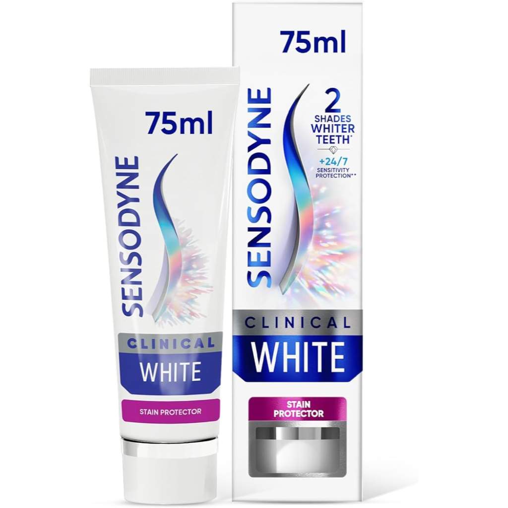 Sensodyne, Clinical White Stain Protector Toothpaste, Toothpaste for sensitive teeth whitening, 75 ml