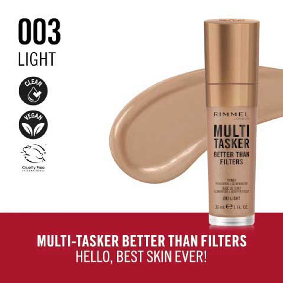 Rimmel, Multi-Tasker Concealer 003 Light, Full-coverage concealer