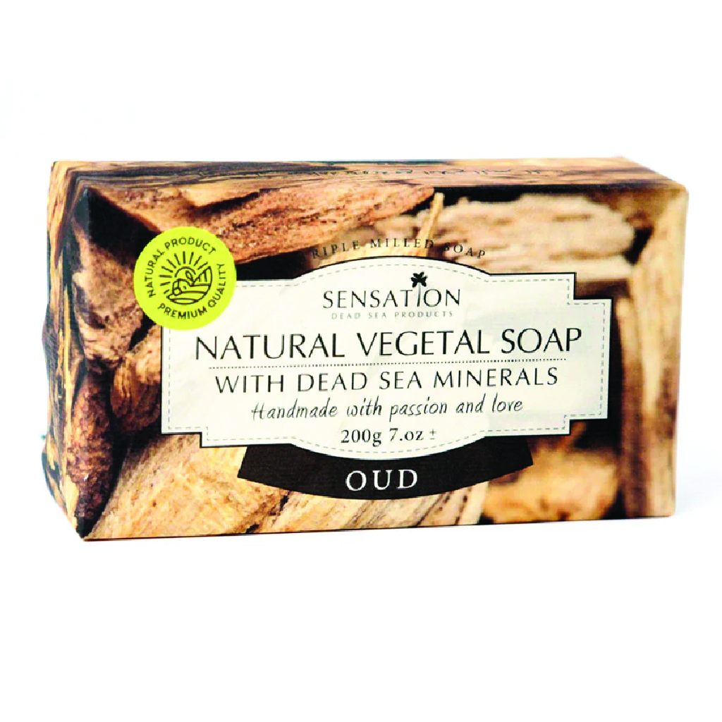 Sensation, Vegetal Soap Oud, Luxurious oud-scented cleansing soap, 200 gm