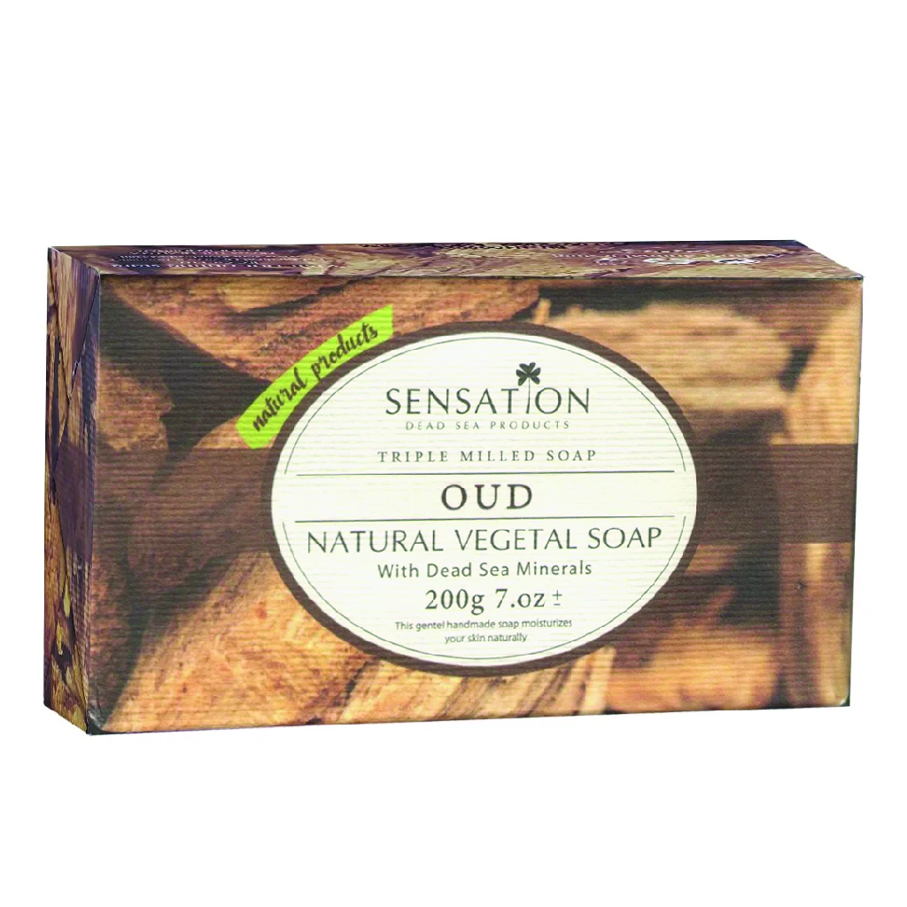 Sensation, Vegetal Soap Oud, Luxurious oud-scented cleansing soap, 200 gm