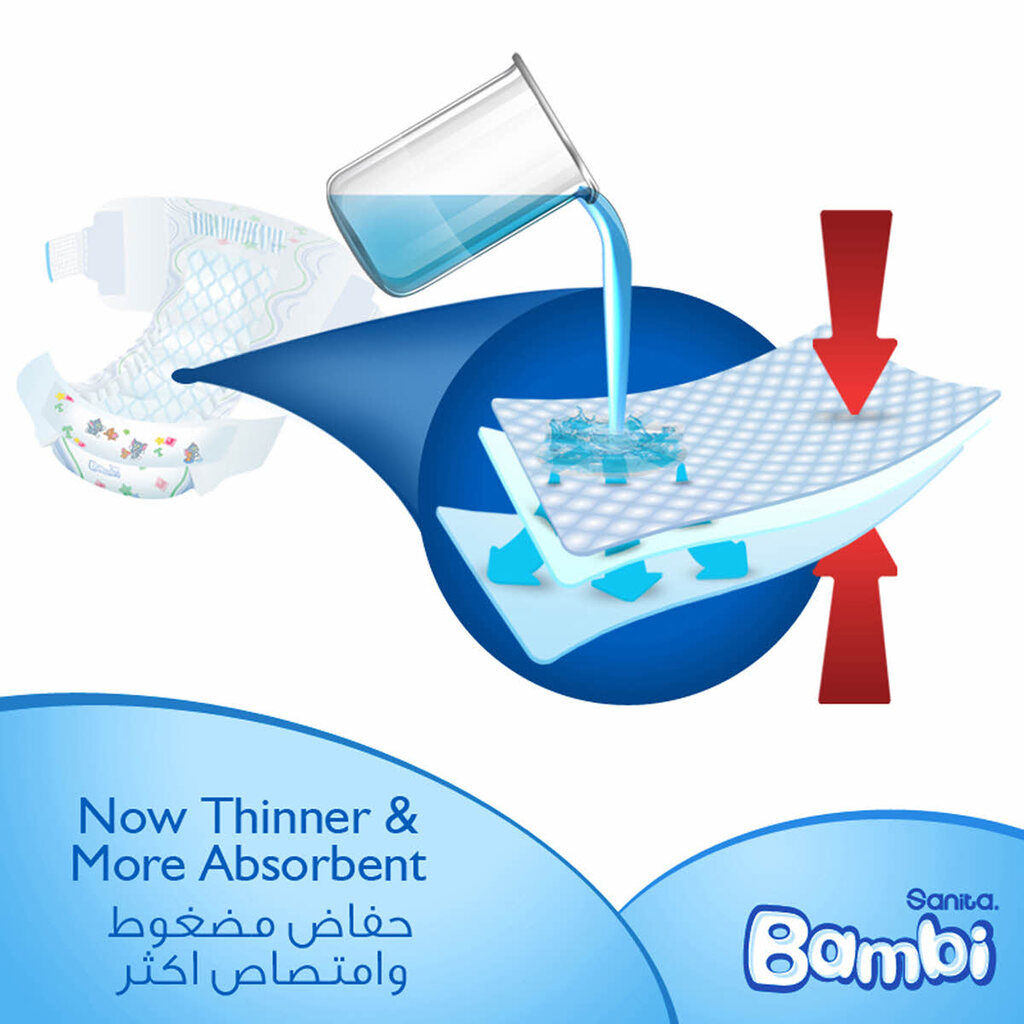 Sanita Bambi, Large+ baby diapers regular, Extra absorbent diapers for active toddlers