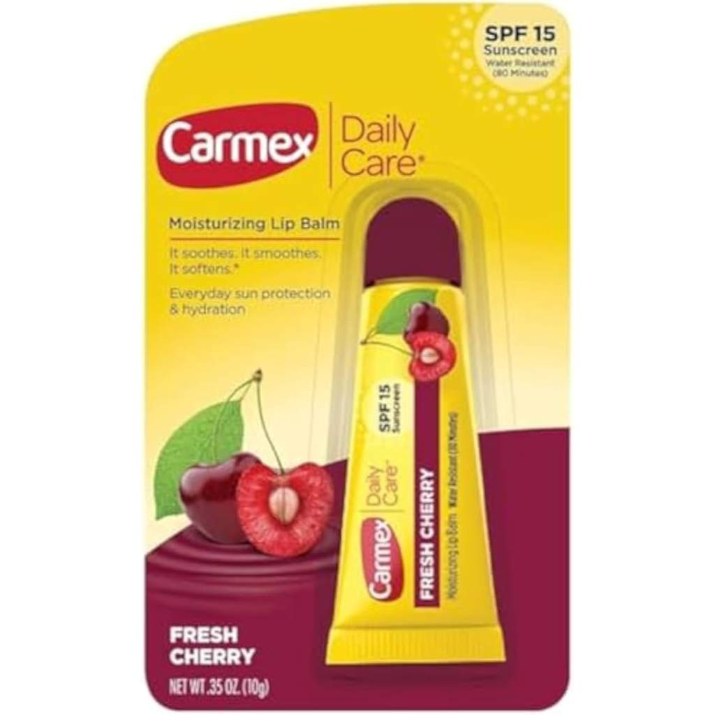 Carmex, Moisturizing Lip Balm Fresh Cherry, Hydrating lip balm with cherry flavor, 10g tube