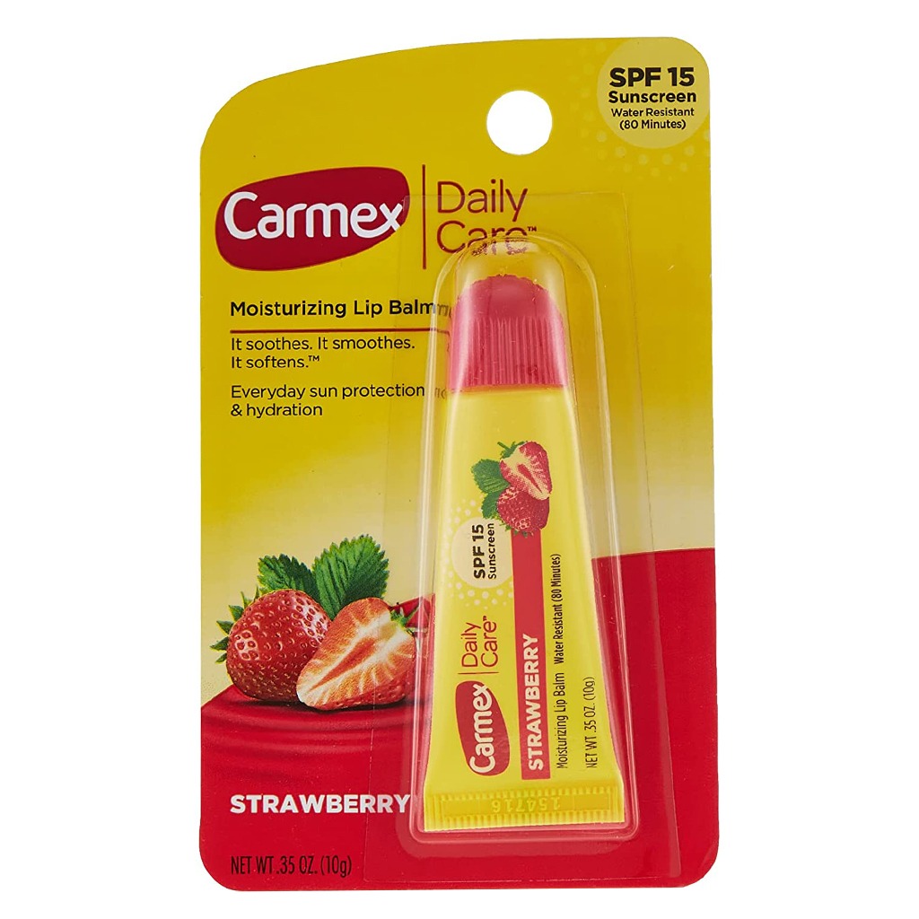 Carmex, Daily Care Moisturizing Lip Balm Strawberry, Hydrating lip balm with strawberry flavor, 10 g