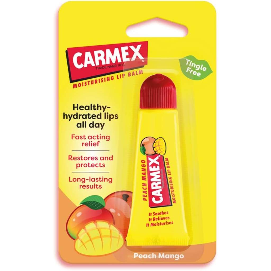 Carmex, Moisturizing Lip Balm Peach Mango in Tube, Nourishing lip balm with peach mango scent, 10 g