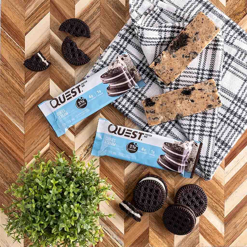 Quest Nutrition, Protein Bars Cookies And Cream, Protein bars with cookies and cream flavor, 60 g