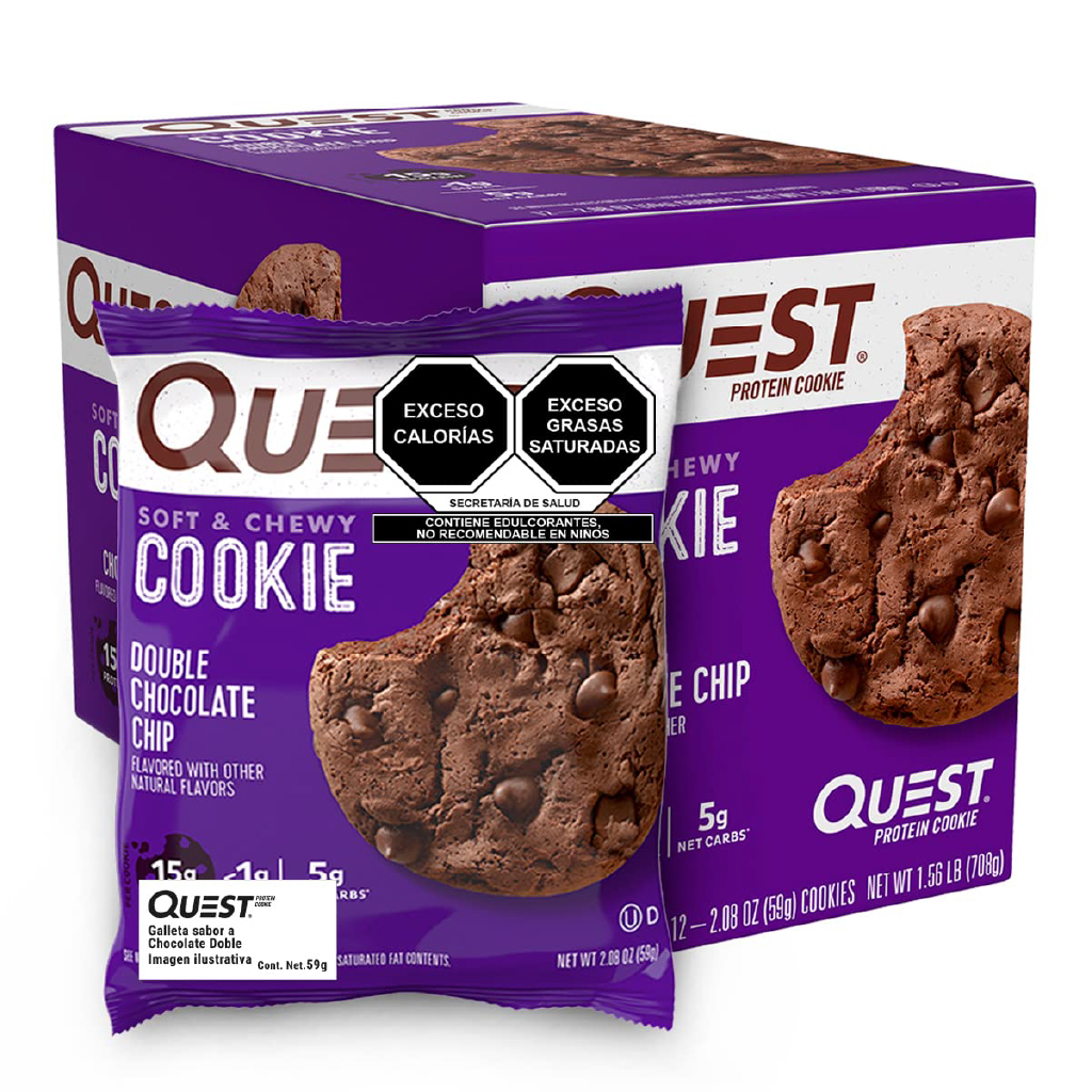 Quest Nutrition, Protein Cookies Double Chocolate Chip, High-protein soft baked cookies, 59g