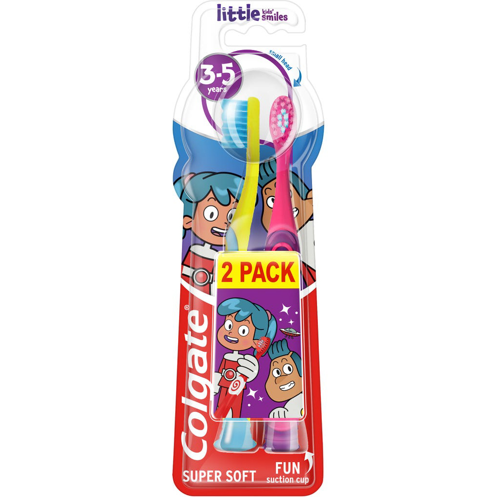 Colgate, Kids Toothbrush 3-5 Little Kids Smiles, Soft bristle toothbrush for young children, 2 pack