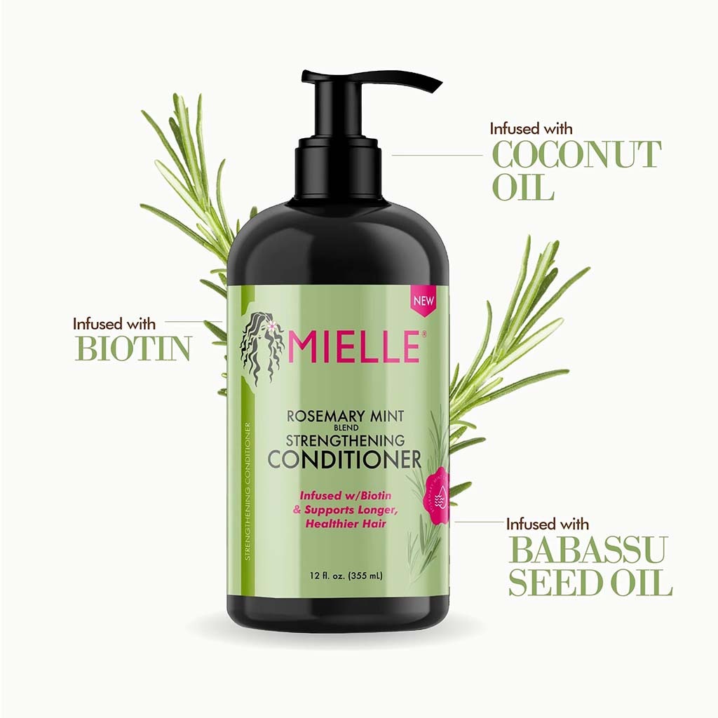 Mielle Organics, Rosemary Mint Strengthening Leave-In Conditioner, Nourishing conditioner for hair strength and shine, 355ml
