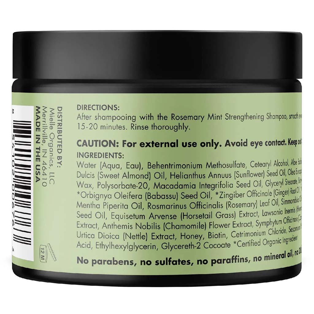 Mielle Organics, Rosemary Mint Strengthening Hair Masque, Deep conditioning treatment for hair repair, 340g