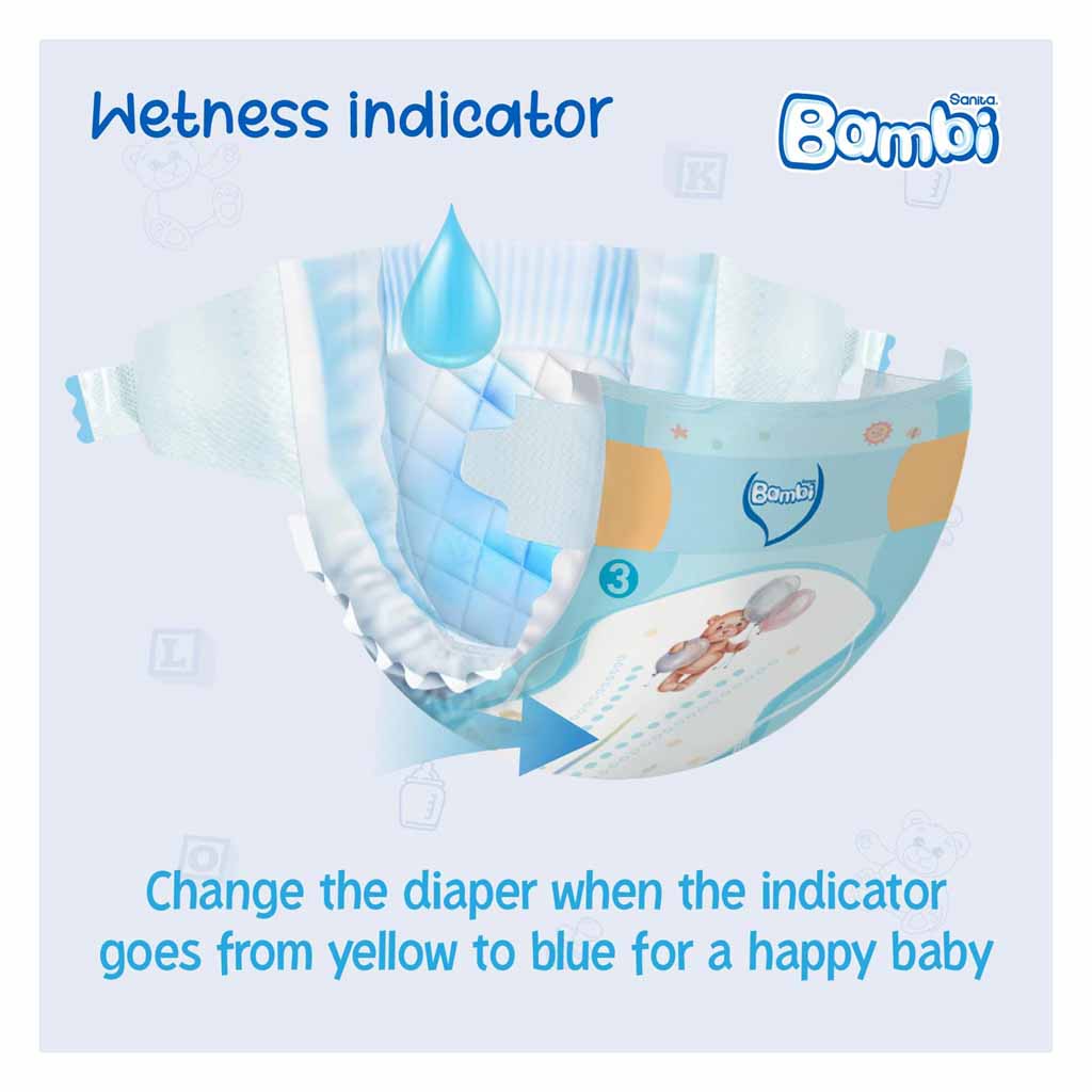 Sanita Bambi Diapers Jumbo Box Medium Size-3 104 Count 6-, 11 Kg