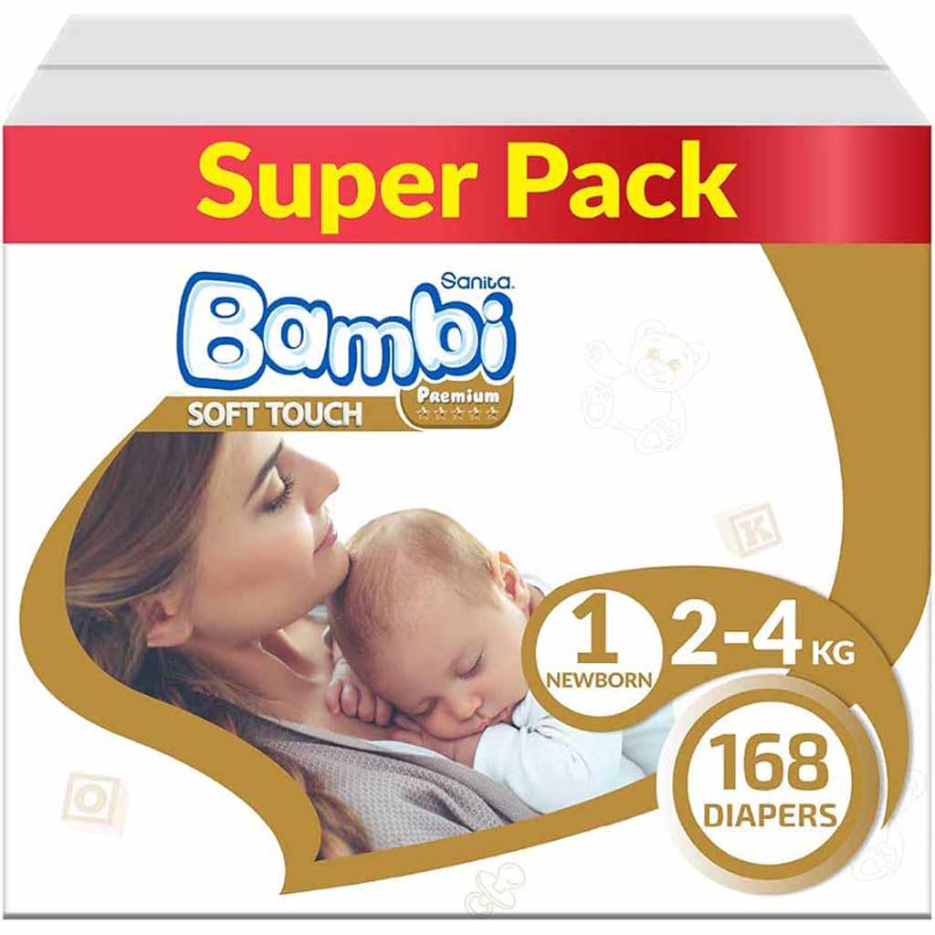 Sanita, Bambi Premium Small Diapers, Soft and absorbent diapers for small size babies