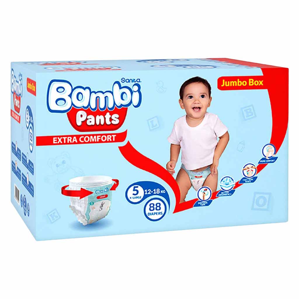 Sanita Bambi Pants Jumbo Pack X-Large Size-5 88 Count 12-18Kg