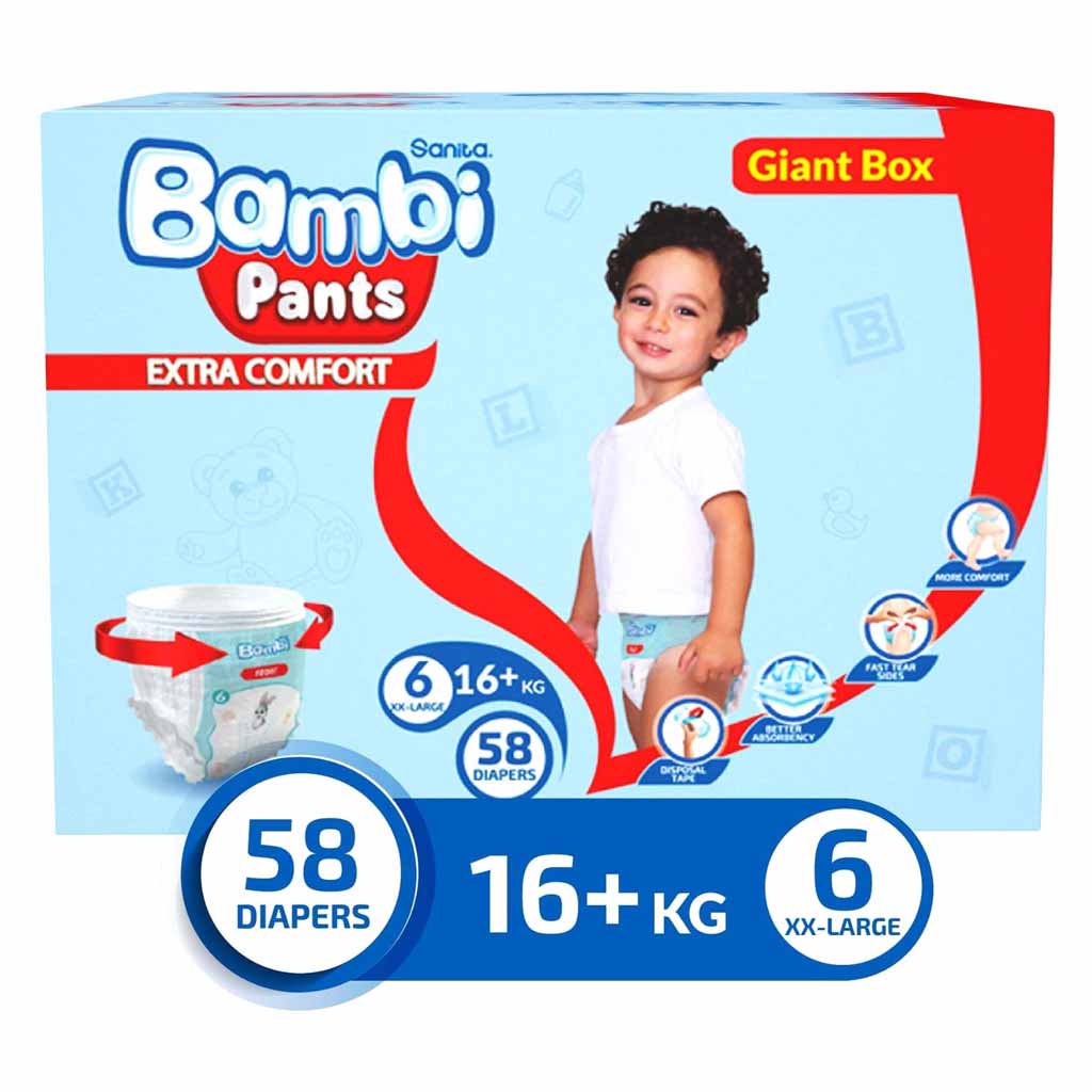 Sanita Bambi Pants Giant Box XXL Size-6 58 Count 16Kg