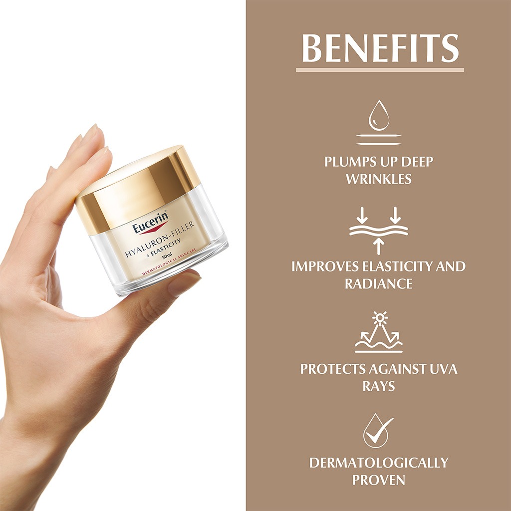 Eucerin, Hyaluron-Filler + Elasticity Day Cream SPF 15, Anti-wrinkle day cream, 50 ml