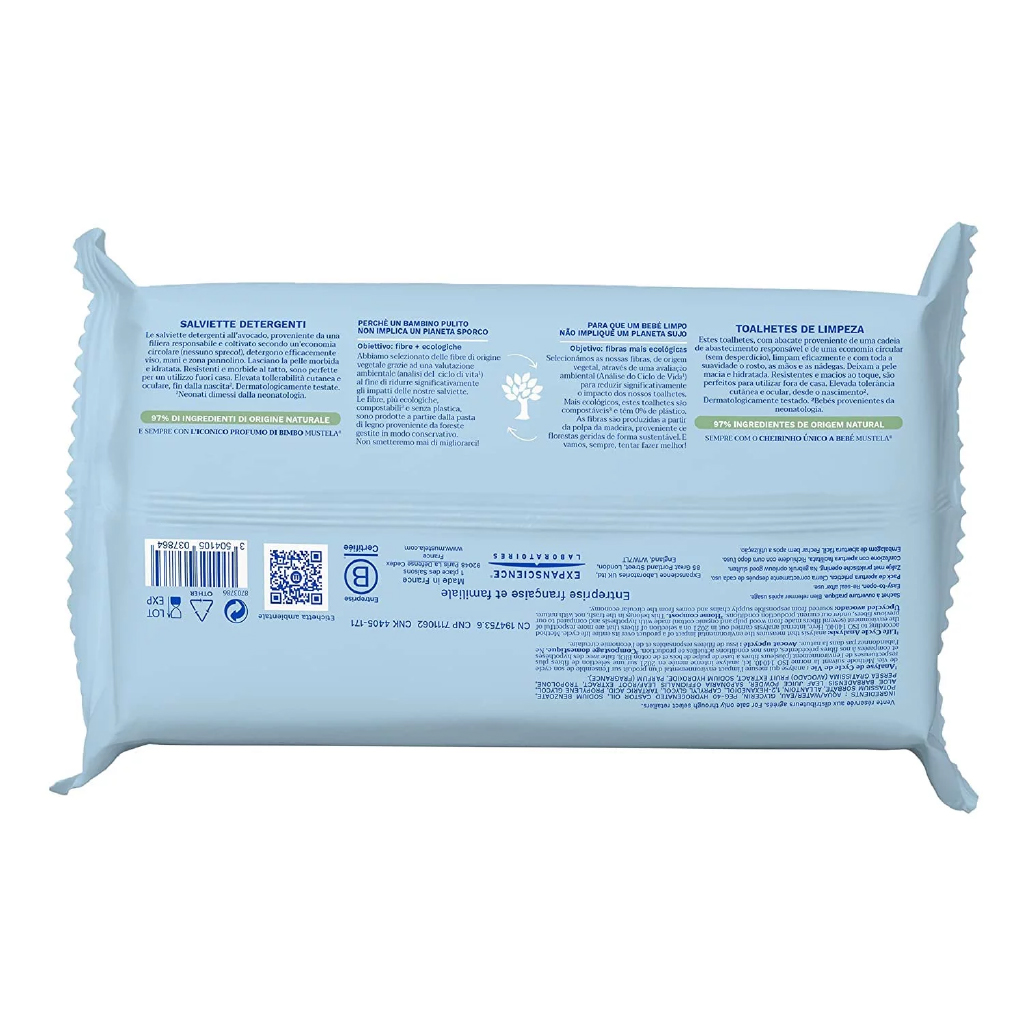 Mustela, Dermo-Soothing Wipes, Gentle cleansing wipes for sensitive skin, 60 pcs