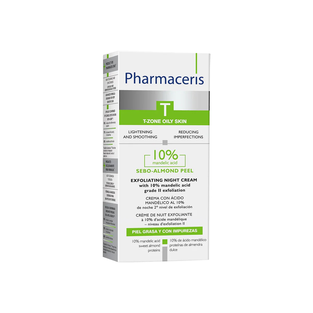 Pharmaceris, T-Zone Sebo-Almond Peel Night Cream, Night cream with 10% almond peel for oily skin, 50ml