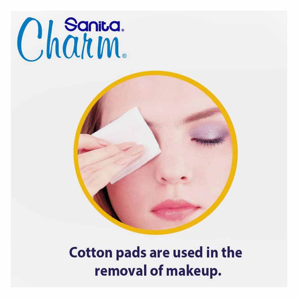 Sanita Charm Make Up 100% Cotton Square Pads 40 Pieces x Pack of 24
