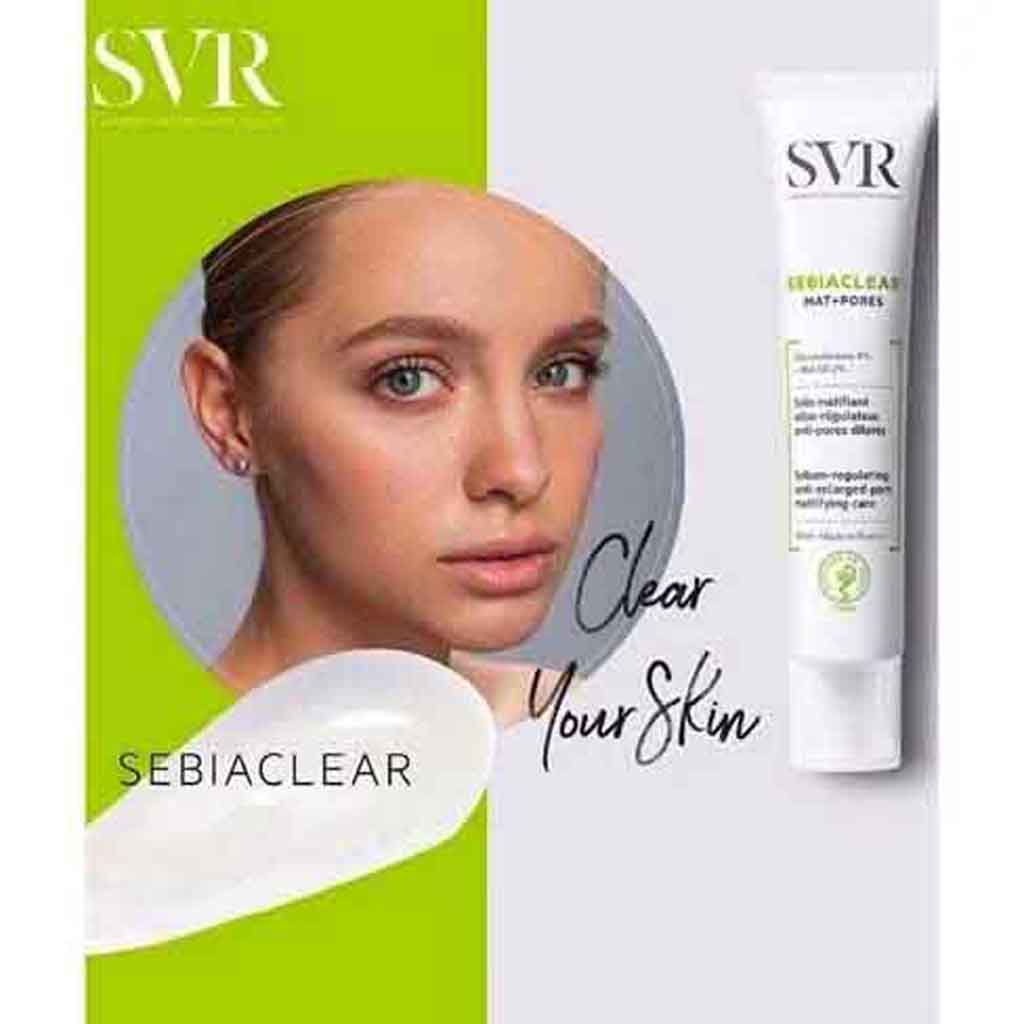 SVR, Sebiaclear Mat Plus Pores Care, Sebum-regulating treatment for matte finish, 40 ml