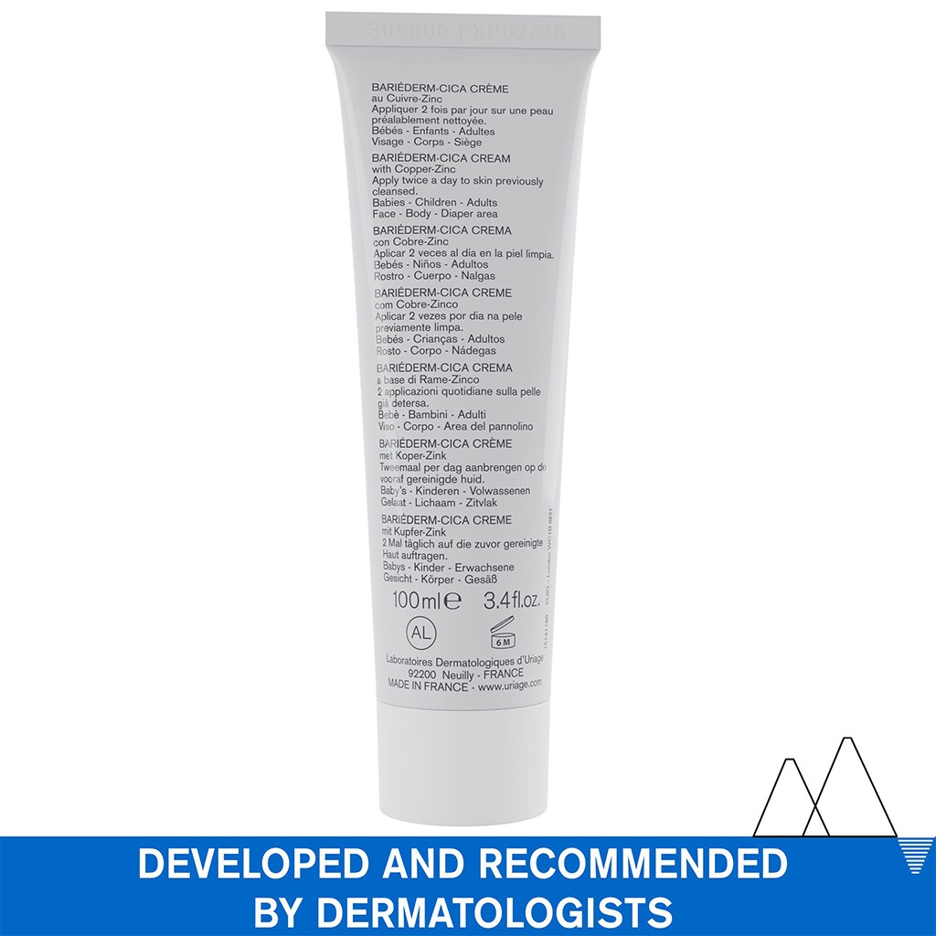 Uriage, Bariederm Cica Cream, Soothing and repairing skin barrier cream, 100ml