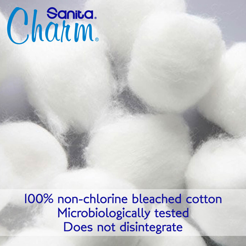 Sanita Charm, Cotton Pleat, Soft and gentle cotton pads for skin care, 100 pcs