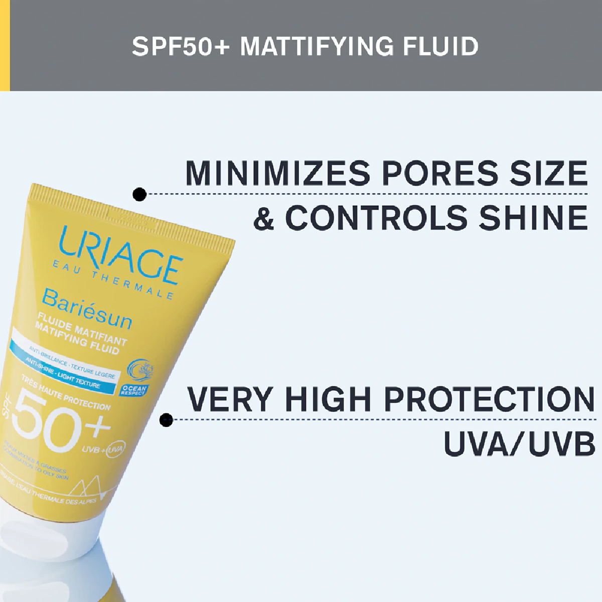 Uriage, Bariesun Mattifying Fluid, High protection SPF 50+ with oil control, 50 ml
