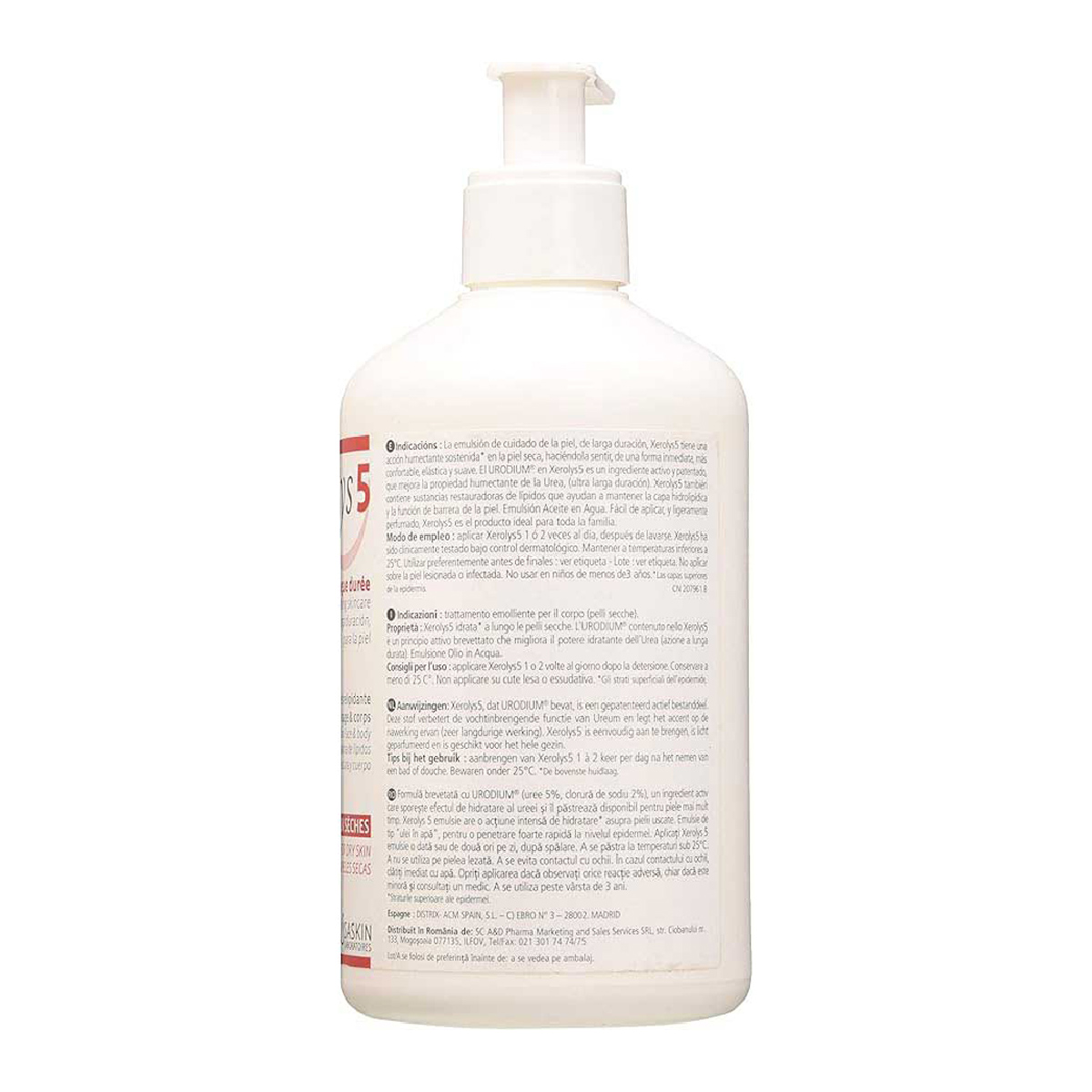 Lysaskin, Xerolys 5 Moisturizing Cream for Dry Skin Face and Body, Deep moisturizing cream for dry skin relief, 500 ml