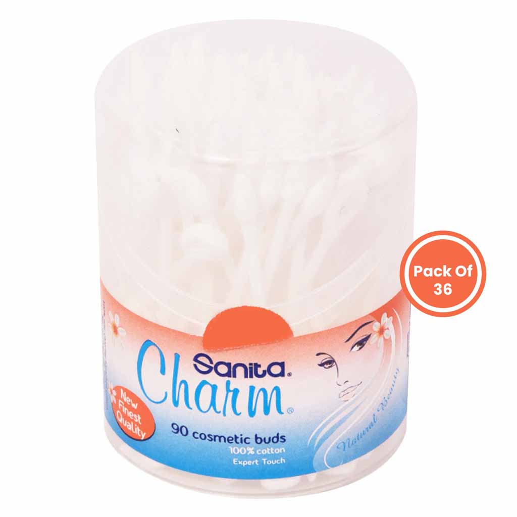 Sanita Charm 100% Cosmetic Make Up Removal Buds 90 Pieces x Pack of 36