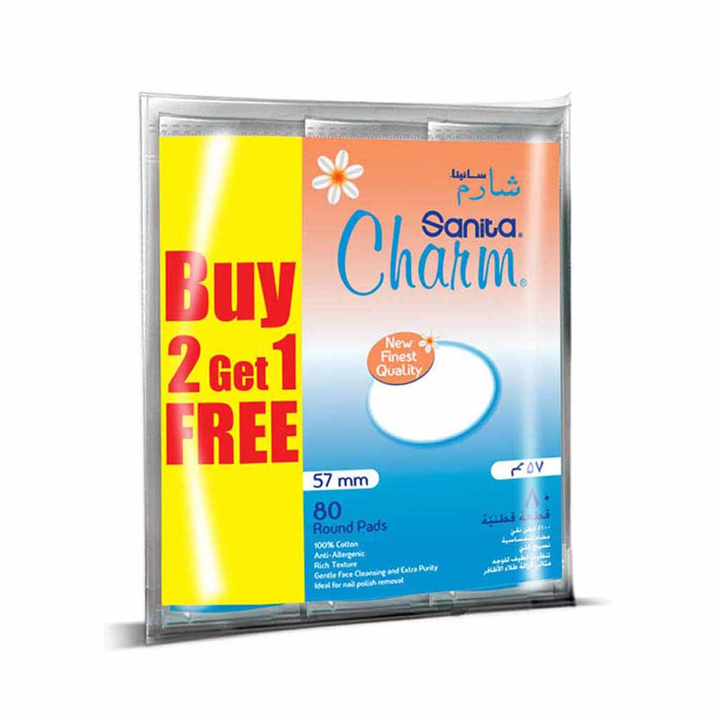 Sanita Charm Makeup Remover Round Pads - 80 Pieces
