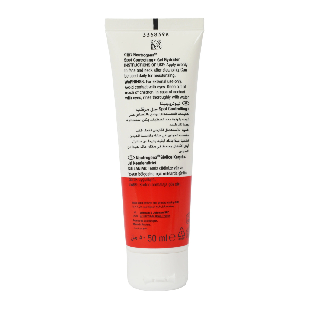 Neutrogena, Spot Controlling+ Gel Hydrator, Lightweight gel moisturizer for acne-prone skin, 50 ml
